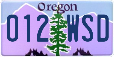 OR license plate 012WSD
