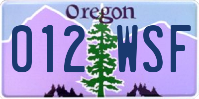 OR license plate 012WSF