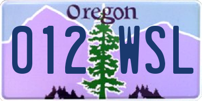 OR license plate 012WSL