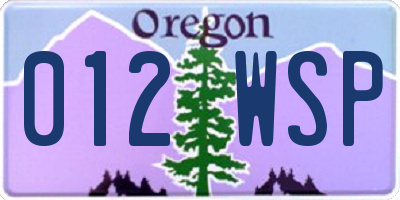 OR license plate 012WSP