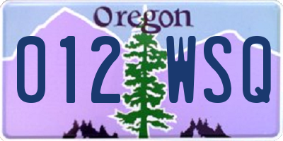 OR license plate 012WSQ