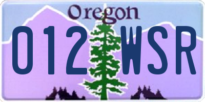 OR license plate 012WSR