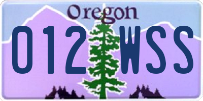 OR license plate 012WSS