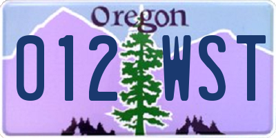 OR license plate 012WST