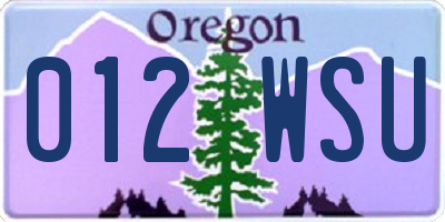 OR license plate 012WSU