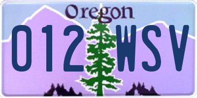 OR license plate 012WSV