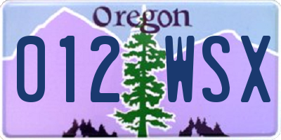 OR license plate 012WSX