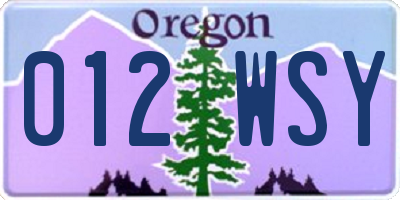 OR license plate 012WSY