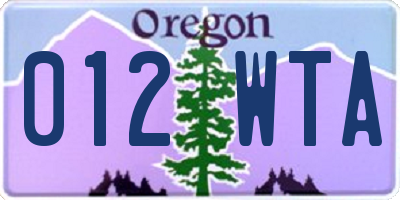 OR license plate 012WTA