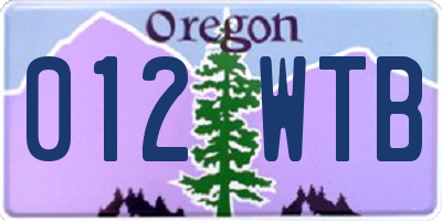 OR license plate 012WTB