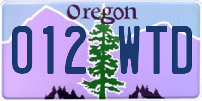 OR license plate 012WTD