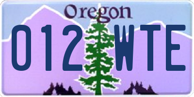 OR license plate 012WTE