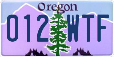 OR license plate 012WTF