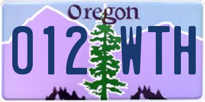 OR license plate 012WTH