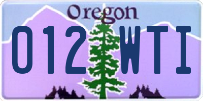 OR license plate 012WTI
