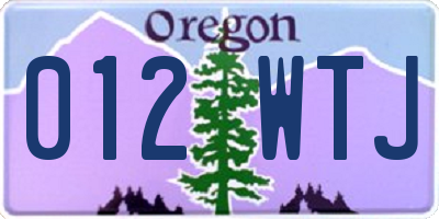 OR license plate 012WTJ