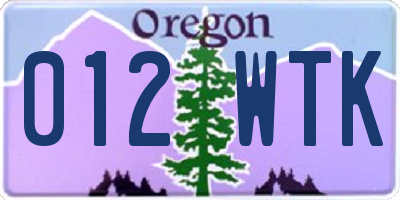 OR license plate 012WTK