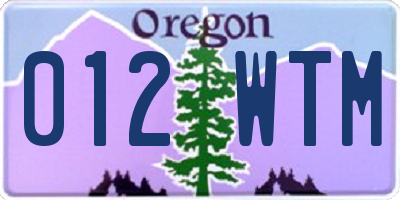 OR license plate 012WTM