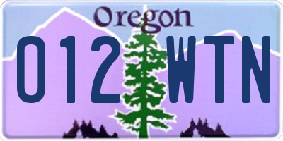 OR license plate 012WTN