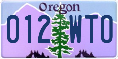 OR license plate 012WTO