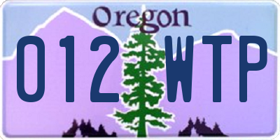 OR license plate 012WTP