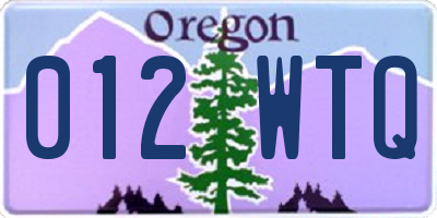 OR license plate 012WTQ