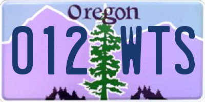 OR license plate 012WTS