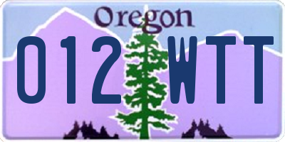 OR license plate 012WTT