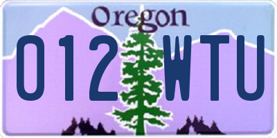 OR license plate 012WTU