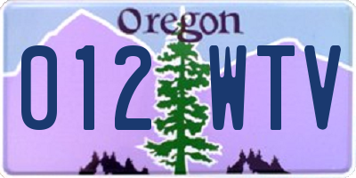 OR license plate 012WTV