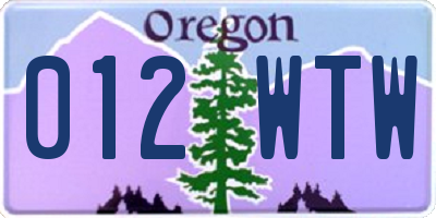 OR license plate 012WTW