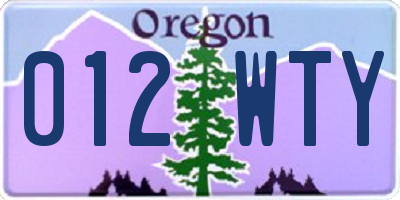 OR license plate 012WTY