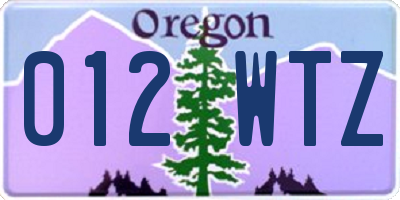 OR license plate 012WTZ