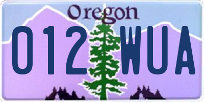 OR license plate 012WUA