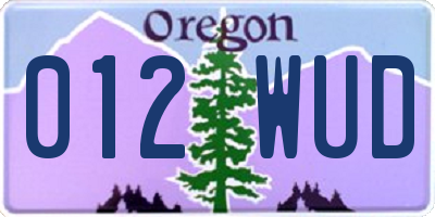 OR license plate 012WUD