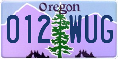 OR license plate 012WUG