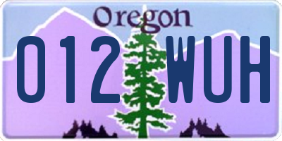 OR license plate 012WUH