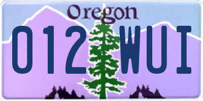 OR license plate 012WUI