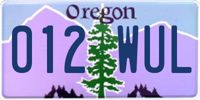 OR license plate 012WUL