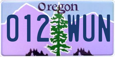 OR license plate 012WUN