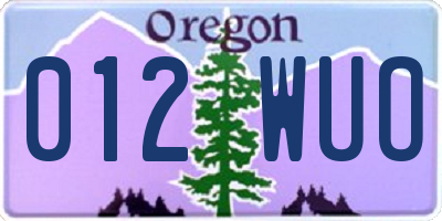 OR license plate 012WUO