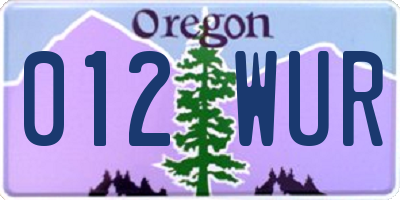 OR license plate 012WUR