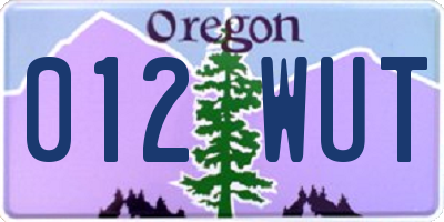OR license plate 012WUT