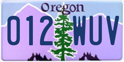 OR license plate 012WUV