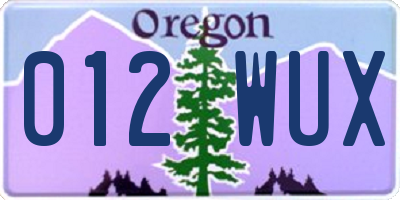 OR license plate 012WUX