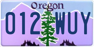 OR license plate 012WUY
