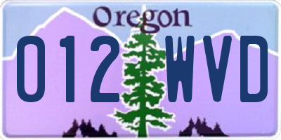 OR license plate 012WVD