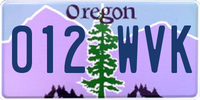 OR license plate 012WVK