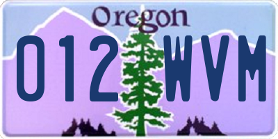 OR license plate 012WVM