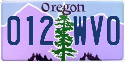 OR license plate 012WVO